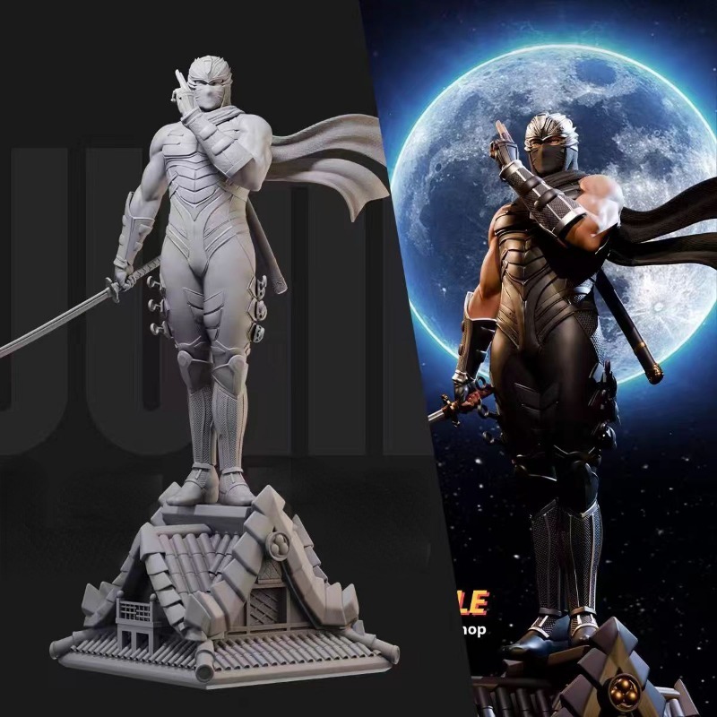 Model Kit Galahad - ミニチュア黒衣忍者竜レジンフィギュア,組み立てられたモデルキット,ファンタジーの趣味の置物,組み立てられていない,塗装されていないジオラマ,1:24