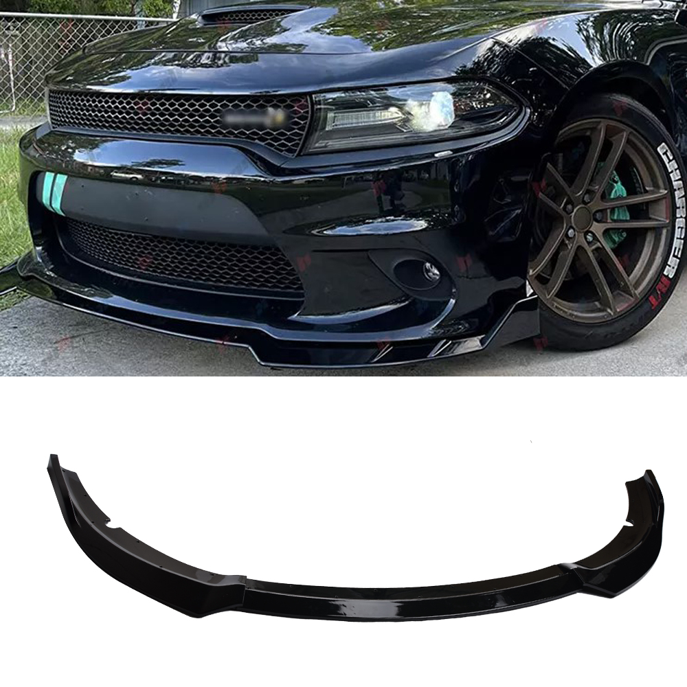 Model Kit Dodge Charger - 2015-2023年式ダッジチャージャーGT R/Tデイトナ・スキャットパックSRTモデル用フロントバンパーリップスポイラースプリッターボディキット グロスブラックABS