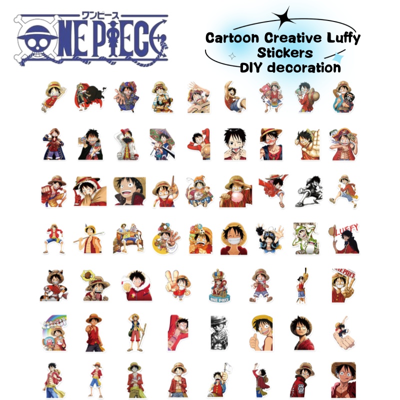 Model Kit One Piece - ワンピースのアニメキャラクター、ルフィの漫画風落書きステッカー。水筒、スマホケース、荷物、DIYステッカー装飾に。